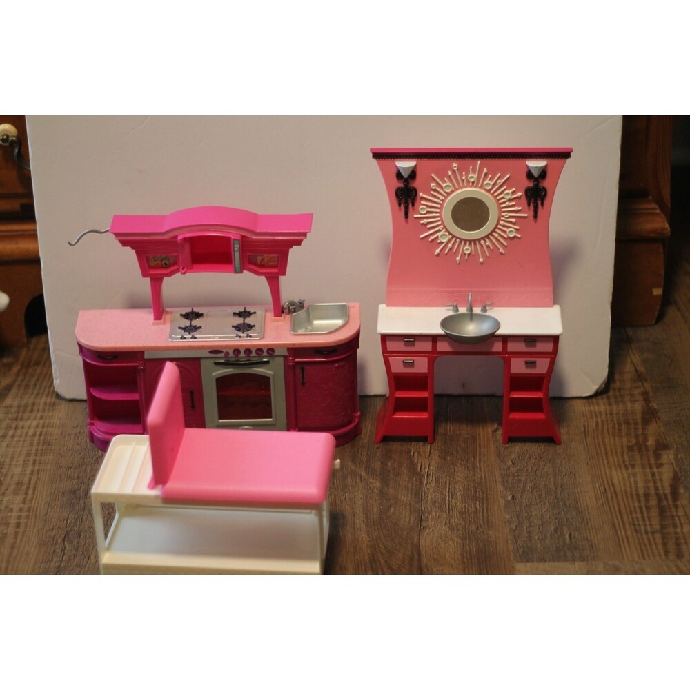 Lot of Barbie Furniture Bedroom, Kitchen, Bathroom